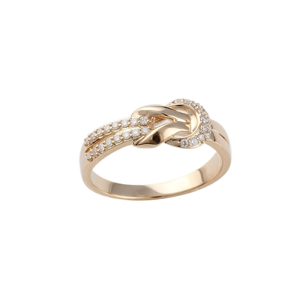 Yellow Gold Round Diamond Buckle Style Studded Ring