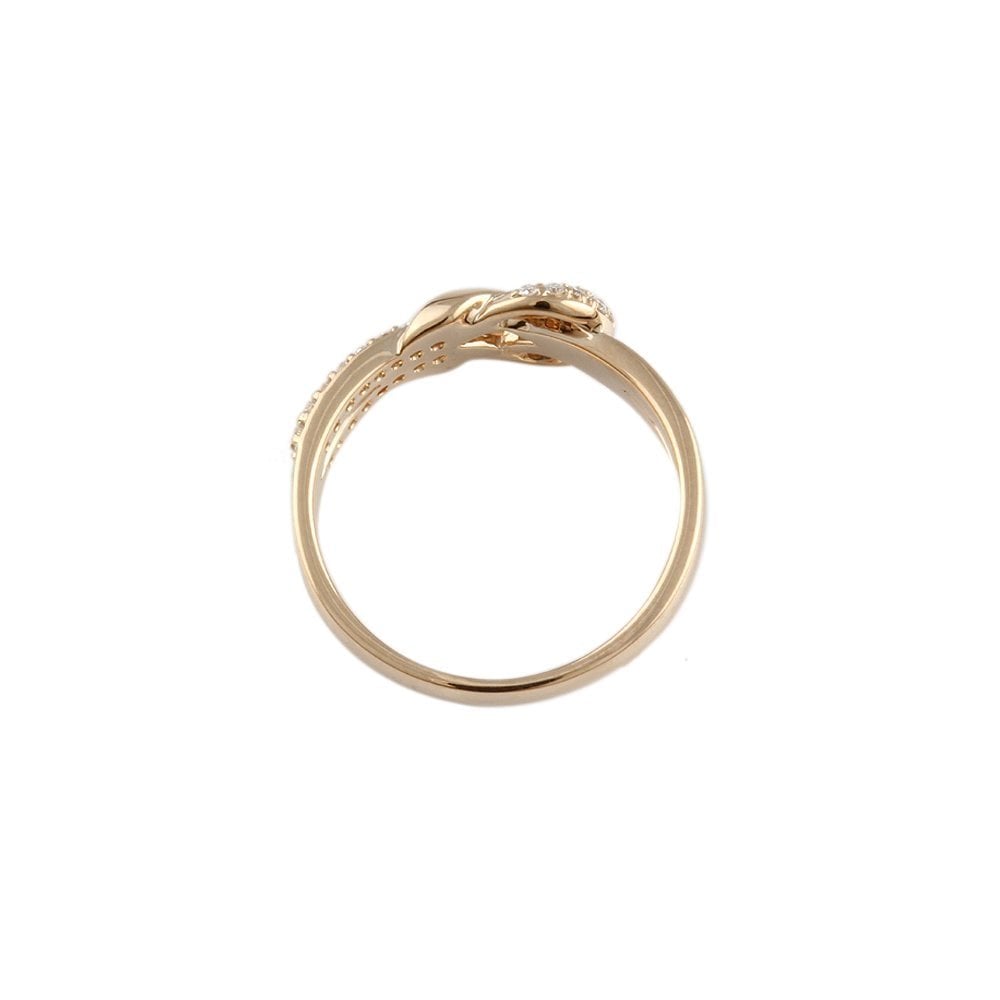 Yellow Gold Round Diamond Buckle Style Studded Ring