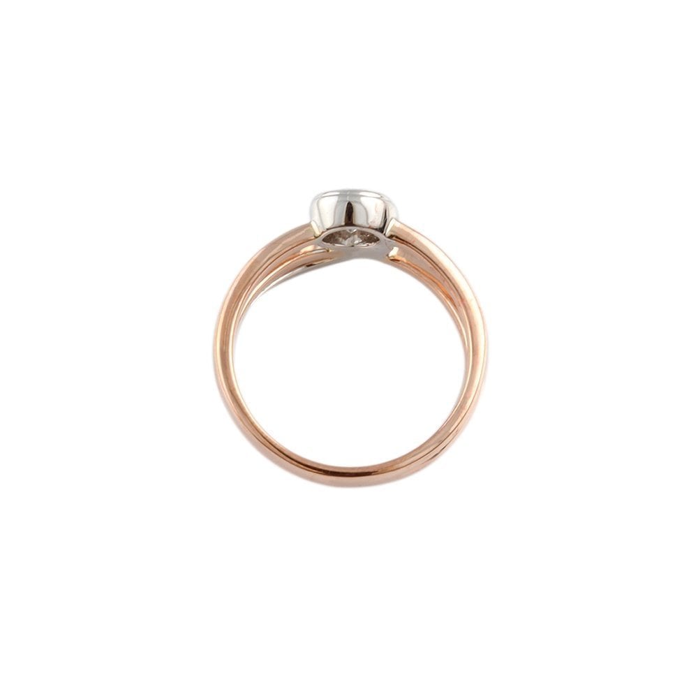Rose and White Gold Round Diamond Solitaire Ring