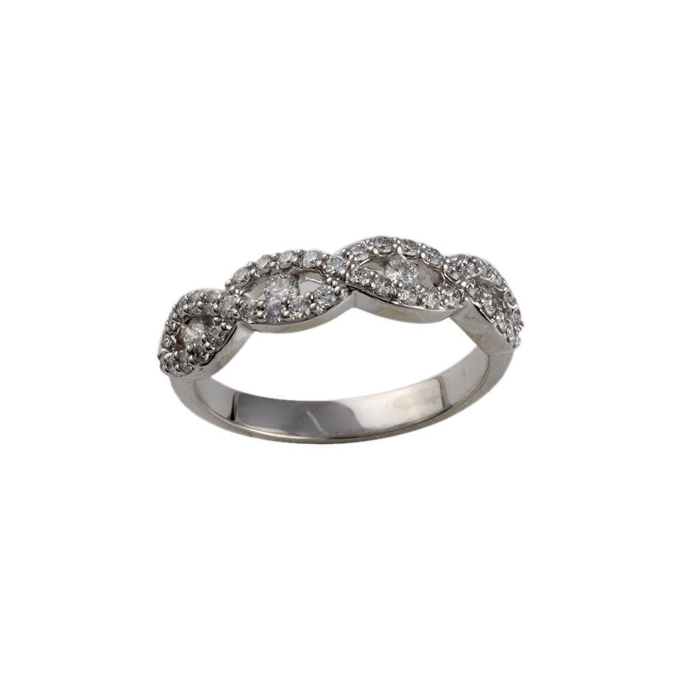 White Gold 0.45ct Round Diamond Twisted Half Eternity Ring