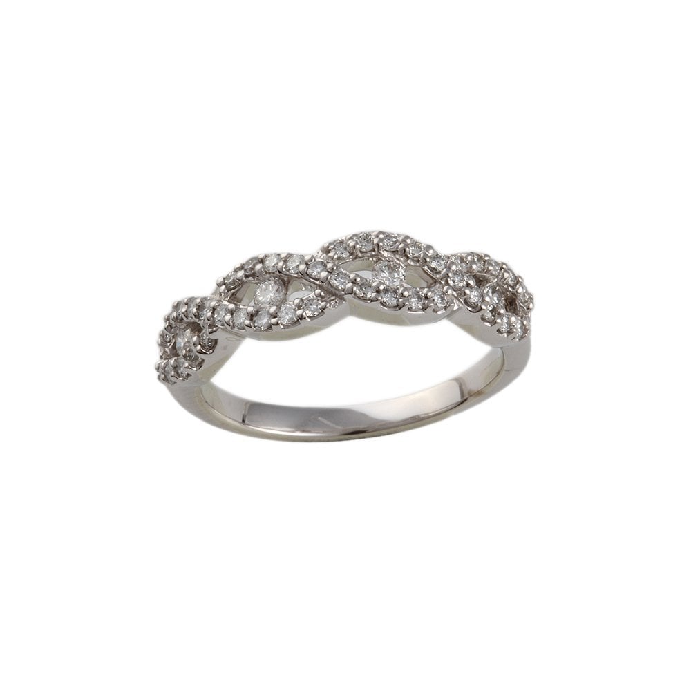 White Gold 0.37ct Round Diamond Twisted Half Eternity Ring