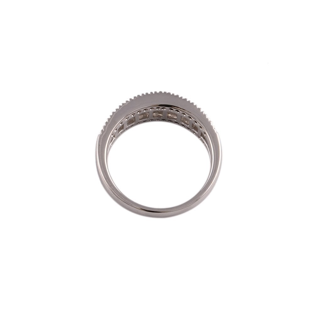 White Gold 0.79ct Round Diamond Three Row Half Eternity Ring