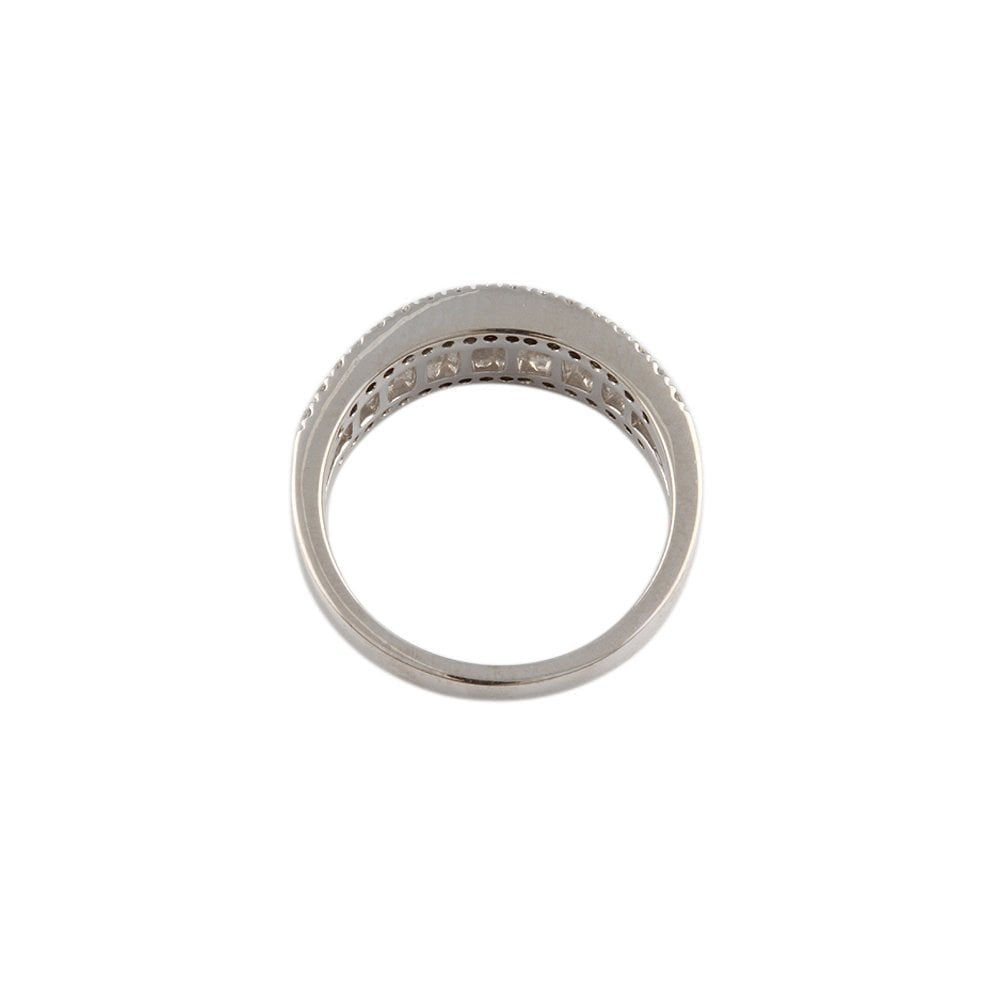 White Gold 0.85ct Round Diamond Three Row Half Eternity Ring