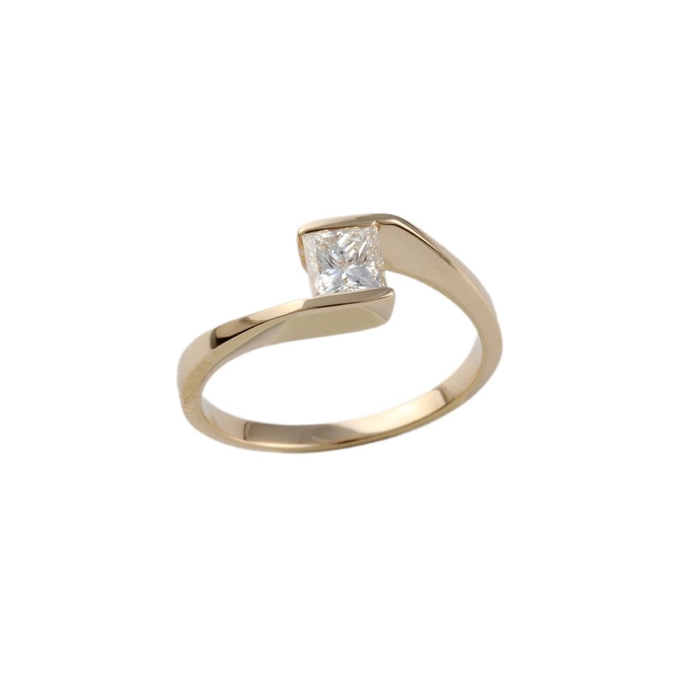 Yellow Gold 0.50ct Princess Cut Diamond Solitaire Ring