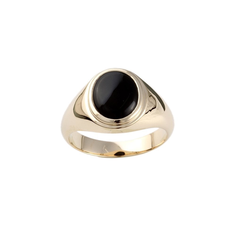 Yellow Gold 3.00ct Oval Onyx Set Ring
