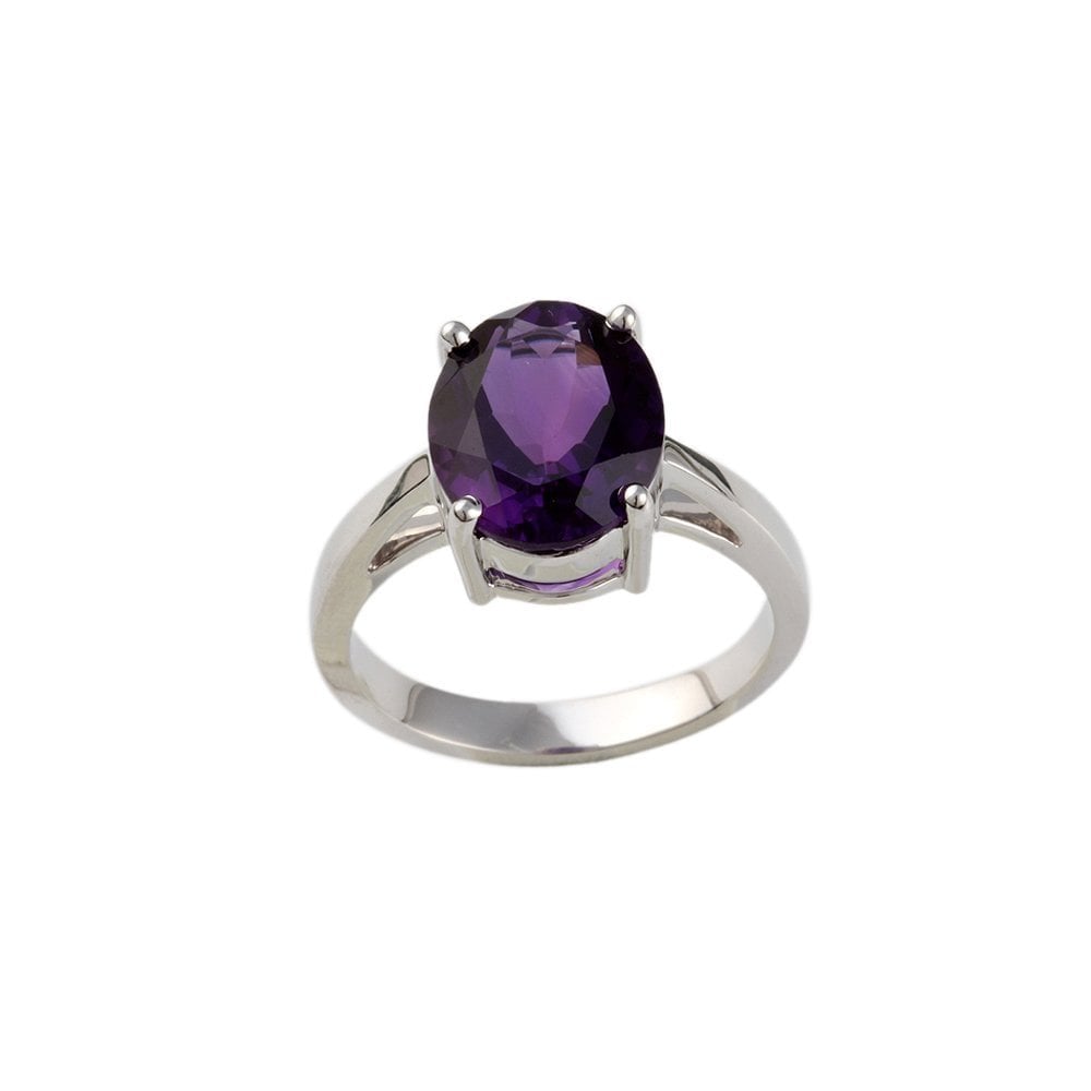 White Gold 4.10ct Oval Amethyst Ring