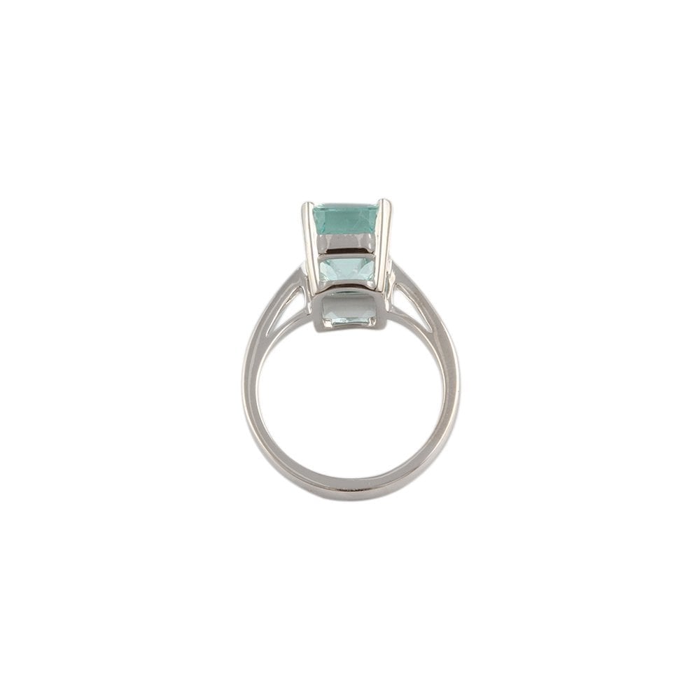 White Gold 4.45ct Emerald Cut Aquamarine Ring