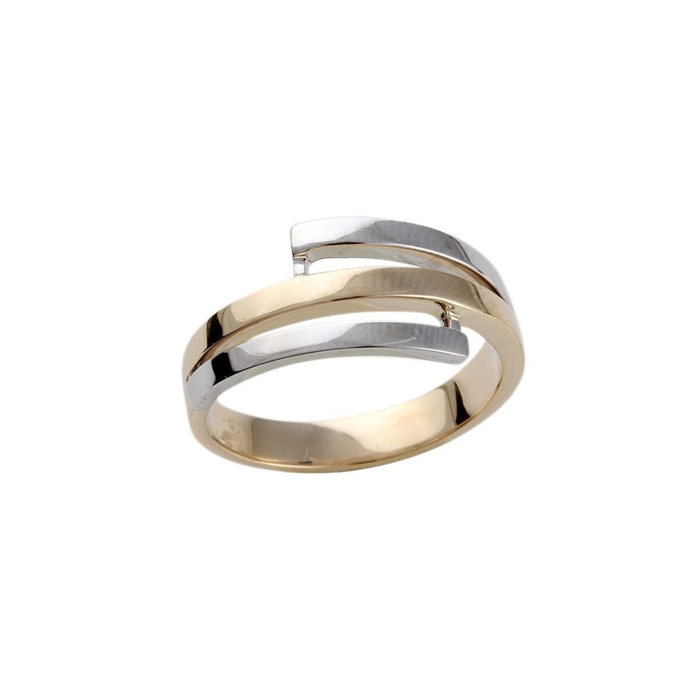 Yellow and White Gold Plain Swirl Ring
