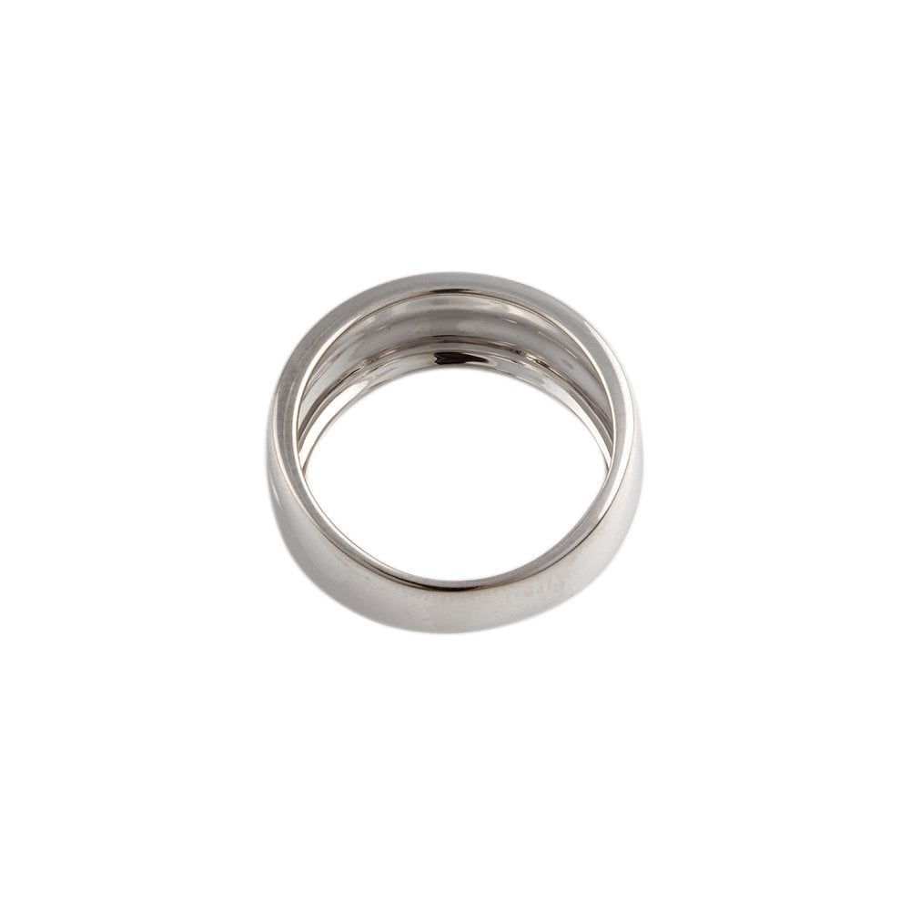White Gold Ribbed Dome Ring