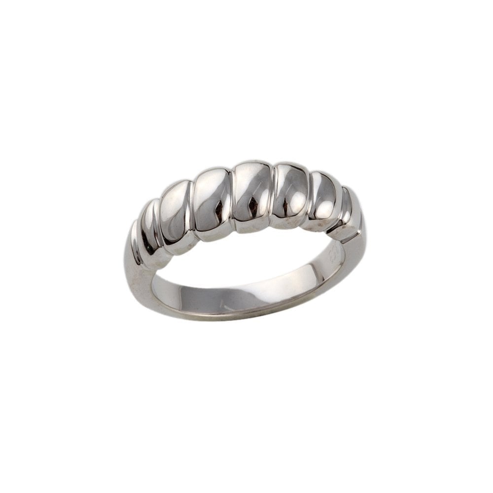 White Gold Plain Ribbed Ring