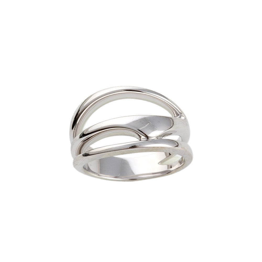 White Gold Plain Ribbed Dome Ring
