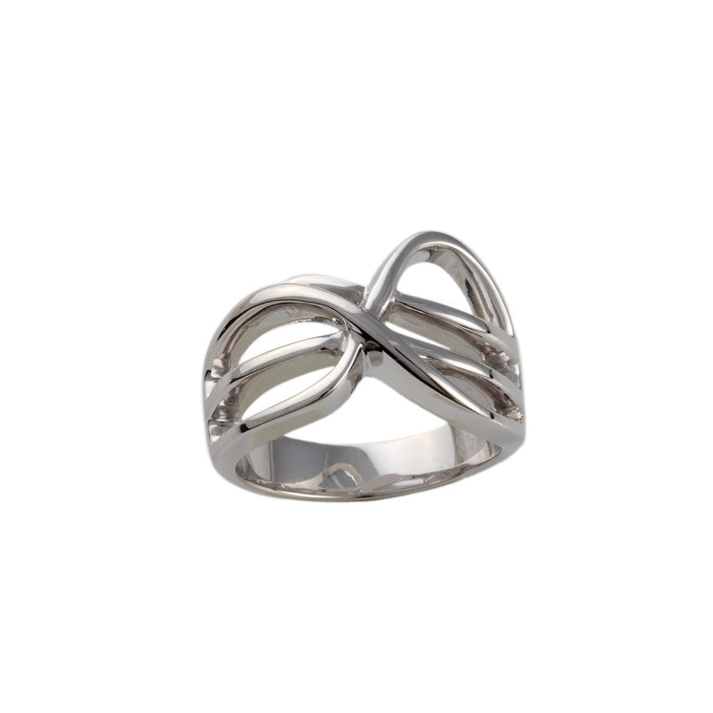 White Gold Plain Crossover Ring