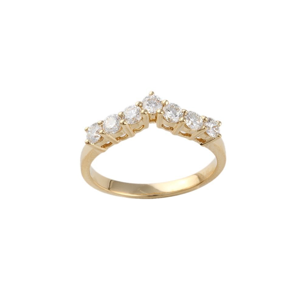 Yellow Gold 0.55ct Round Diamond Seven Stone Wishbone Ring