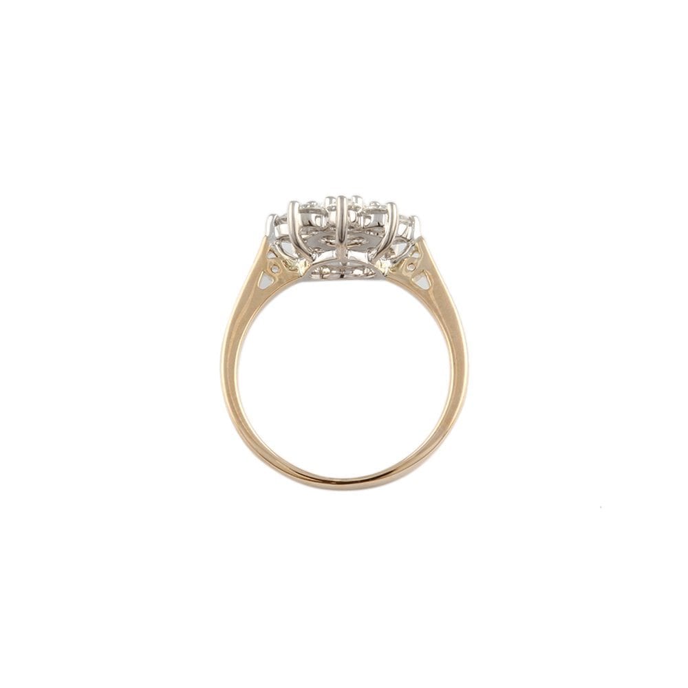 Yellow and White Gold 1.05ct Round Diamond Cluster Ring