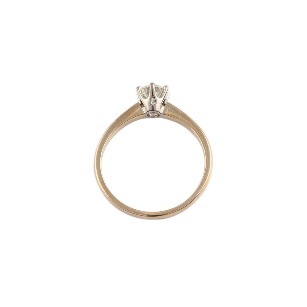 Yellow and White Gold 0.50ct Round Diamond Solitaire Ring