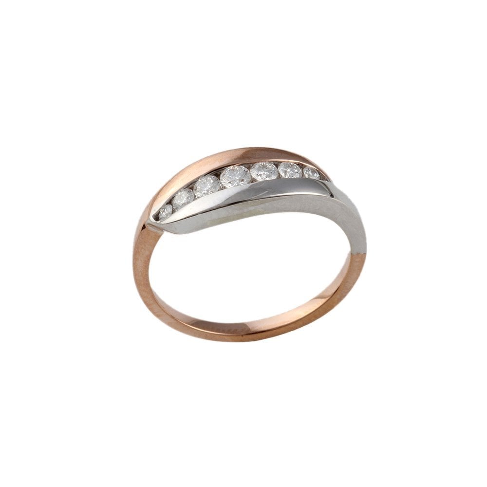 Rose and White Gold 0.25ct Round Diamond Seven Stone Ring Ring