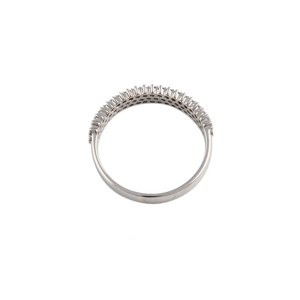 White Gold 0.58ct Round Diamond Set Triple Row Half Eternity Ring