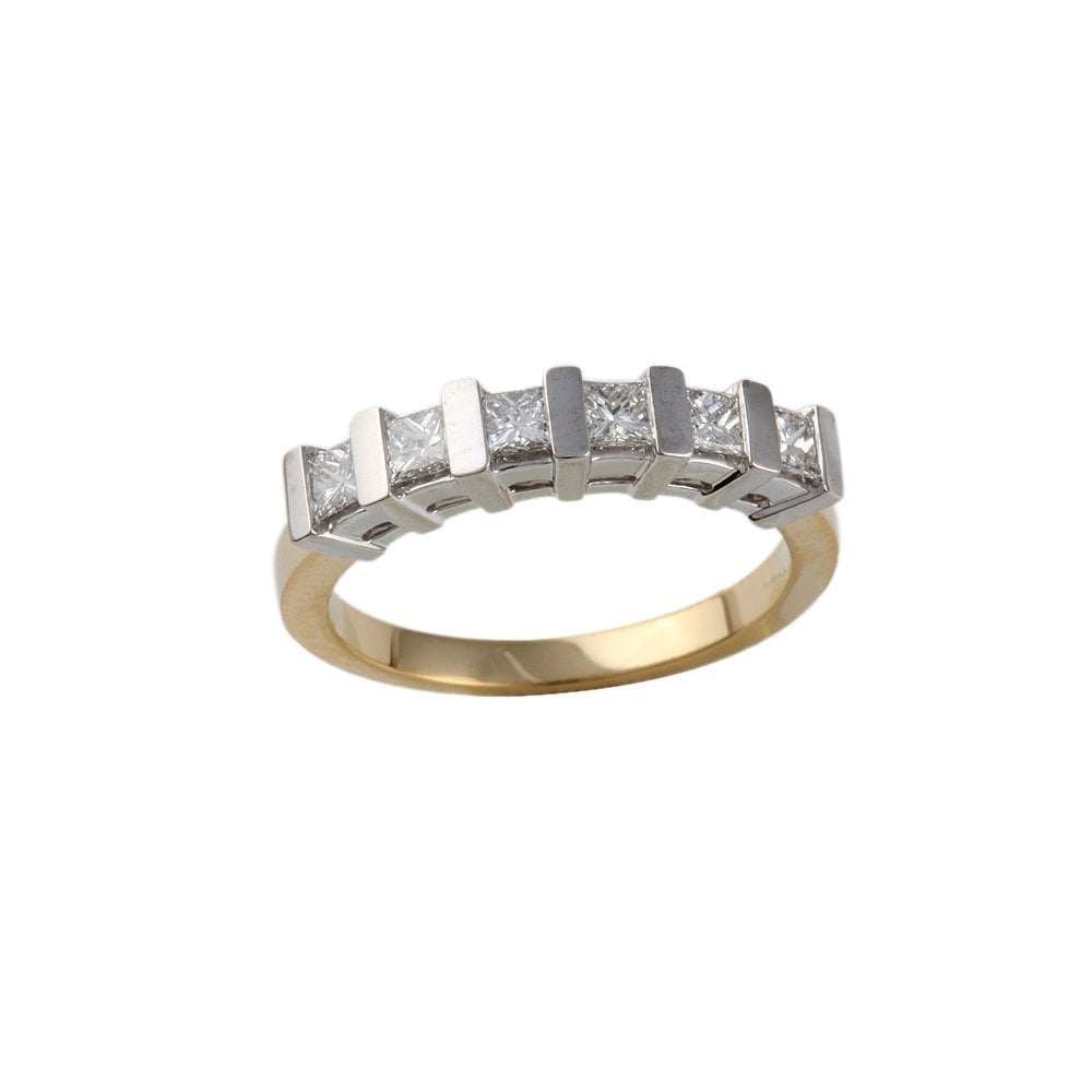 White Gold 0.60ct Princess Cut Diamond Half Eternity Ring