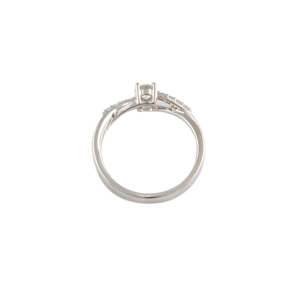 White Gold 0.38ct Round Diamond Solitaire Ring with Studded Shank