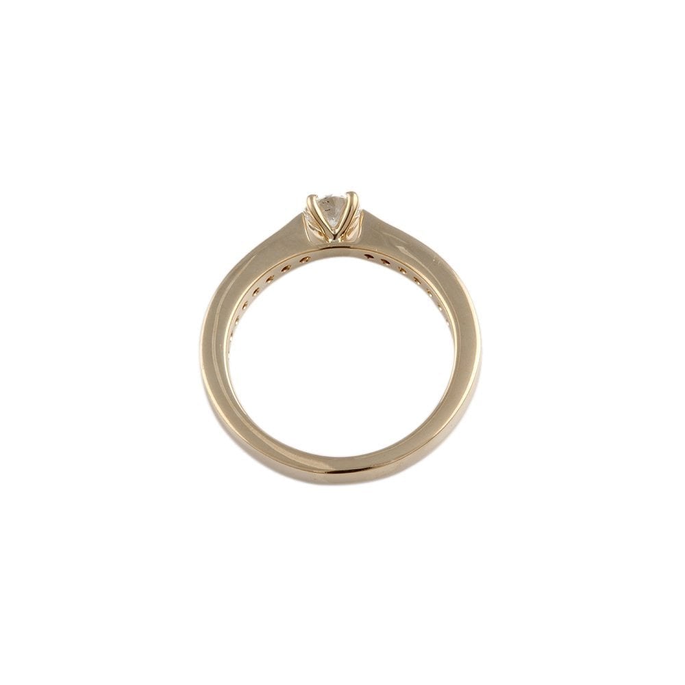 Yellow Gold 0.55ct Round Diamond Solitaire Ring with Studded Shank