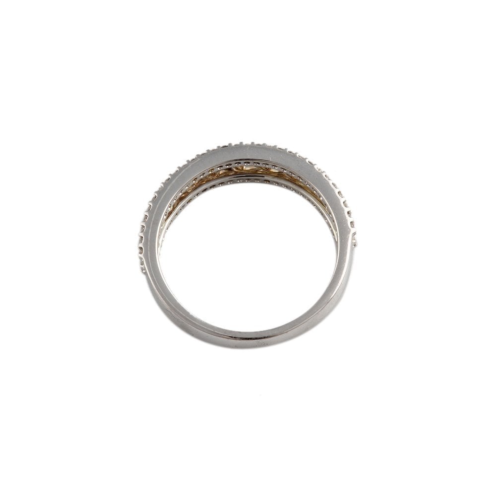 Yellow and White Gold 0.25ct Round Diamond Fancy Double Row Half Eternity Ring
