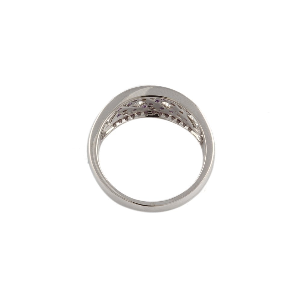 White Gold 0.50ct Round Amethyst Set Fancy Ring