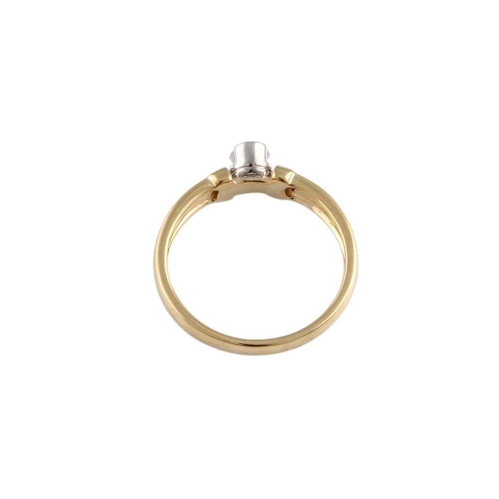 Yellow and White Gold 0.27ct Round Diamond Solitaire Ring