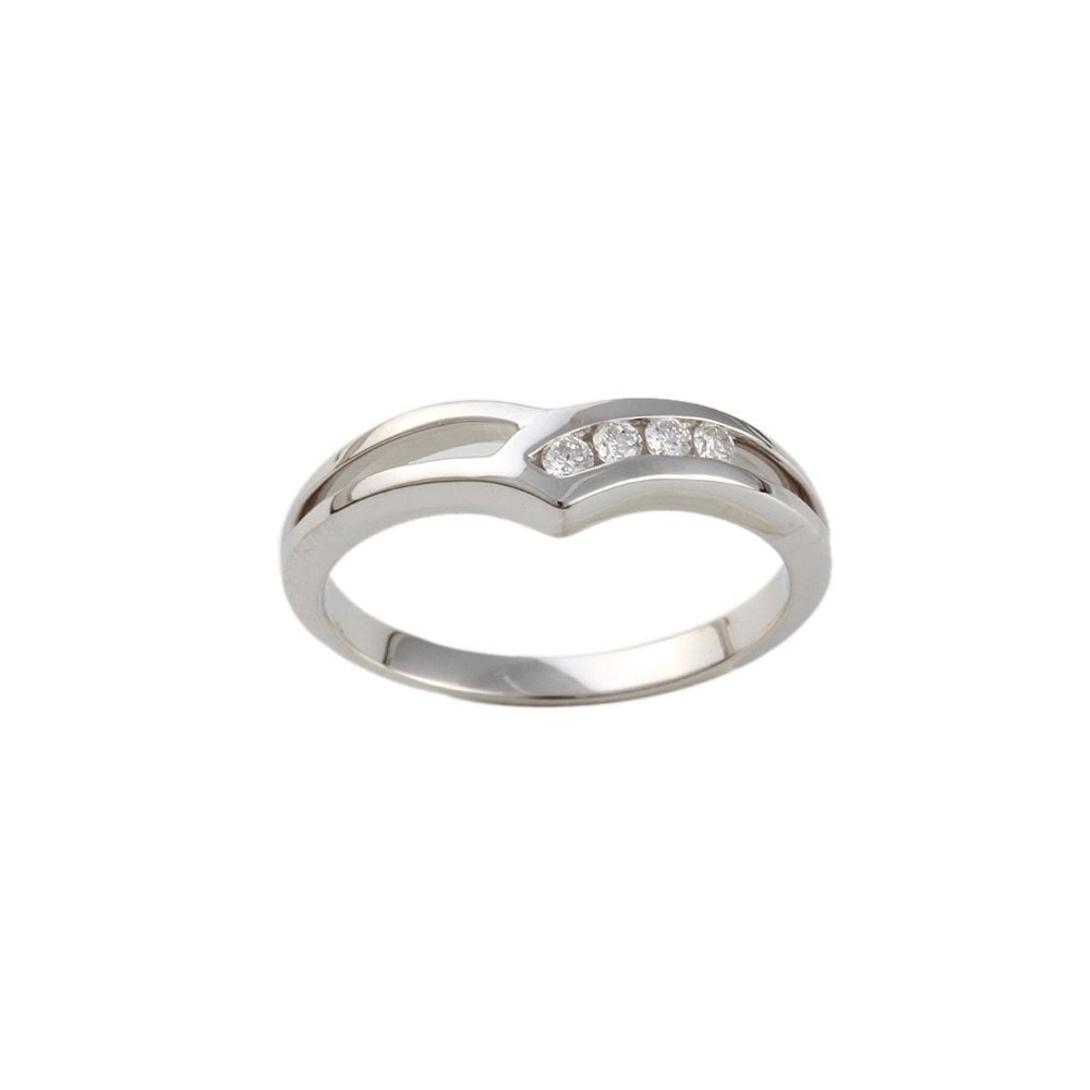 White Gold 0.10ct Round Diamond Set Wishbone Ring