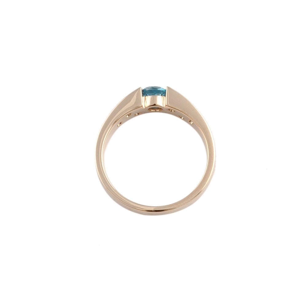 Yellow Gold 0.07ct Round Diamond and 0.35ct Round Blue Topaz Set Ring