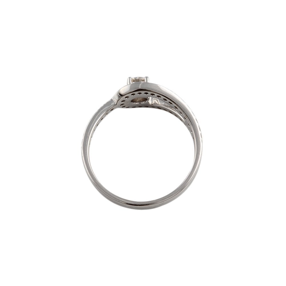 White Gold 0.53ct Round Diamond Solitaire Ring with Studded Shank