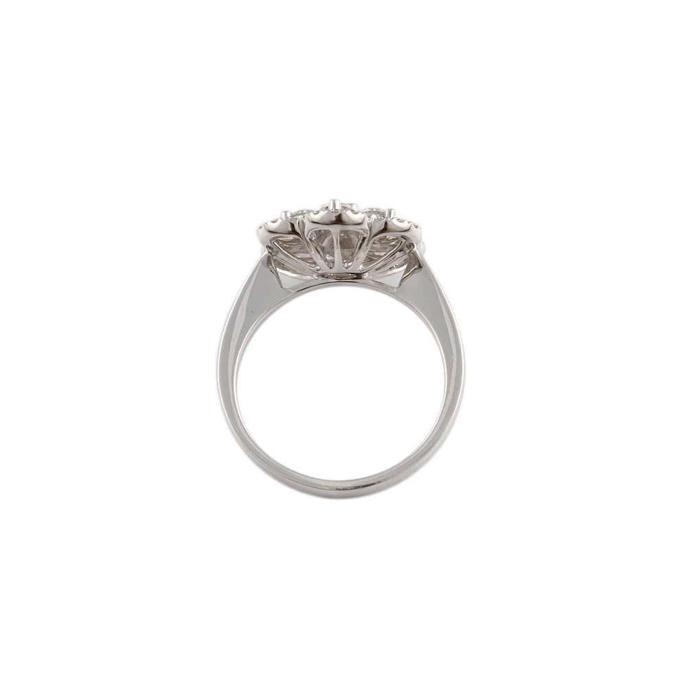 White Gold 1.00ct Round Diamond Set Flower Style Cluster Ring