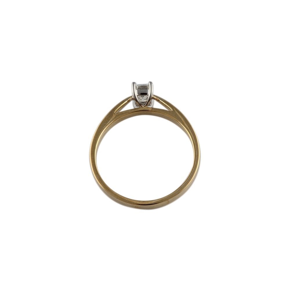 Yellow and White Gold 0.45ct Emerald Cut Diamond Solitaire Ring