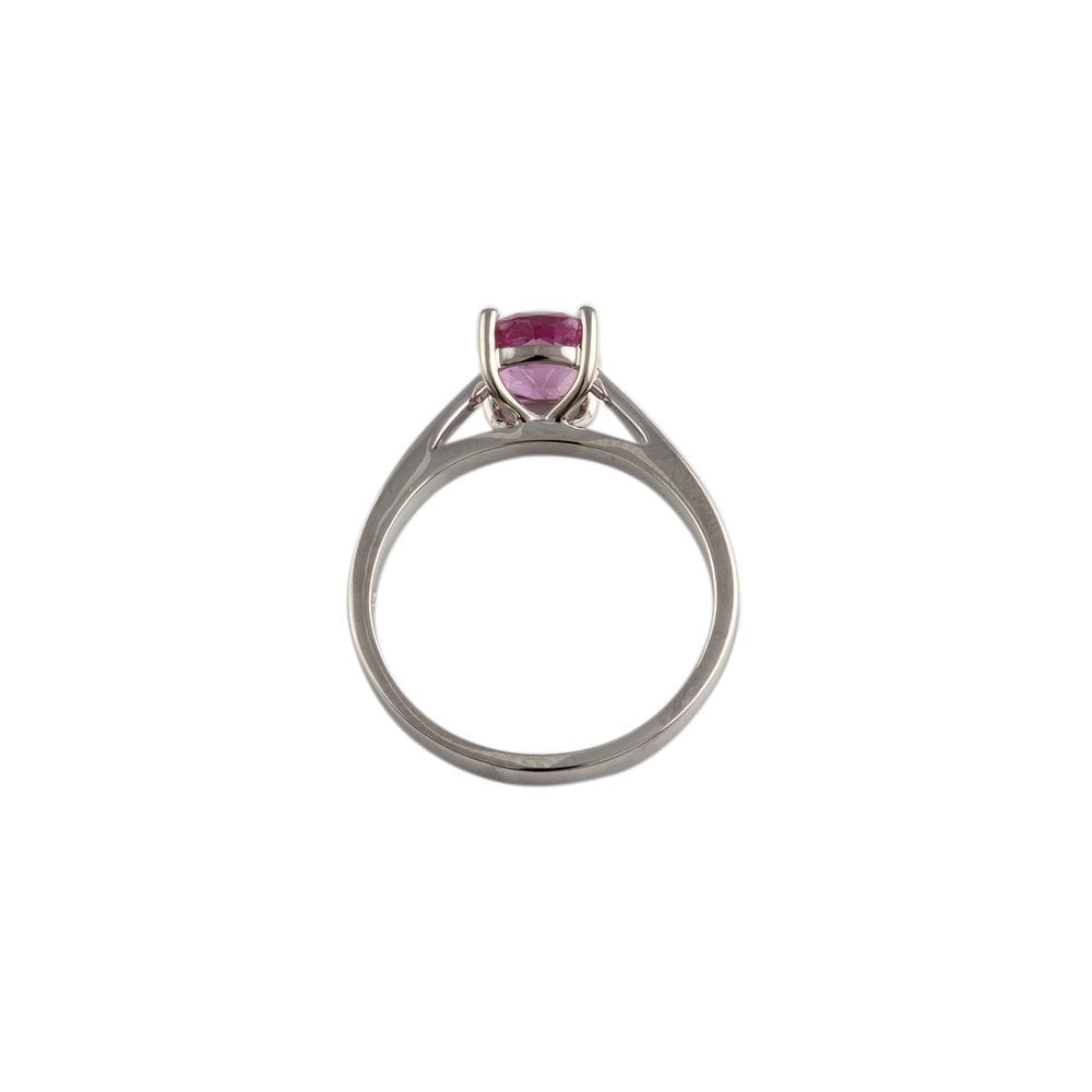 White Gold 1.55ct Cushion Cut Pink Sapphire Set Ring