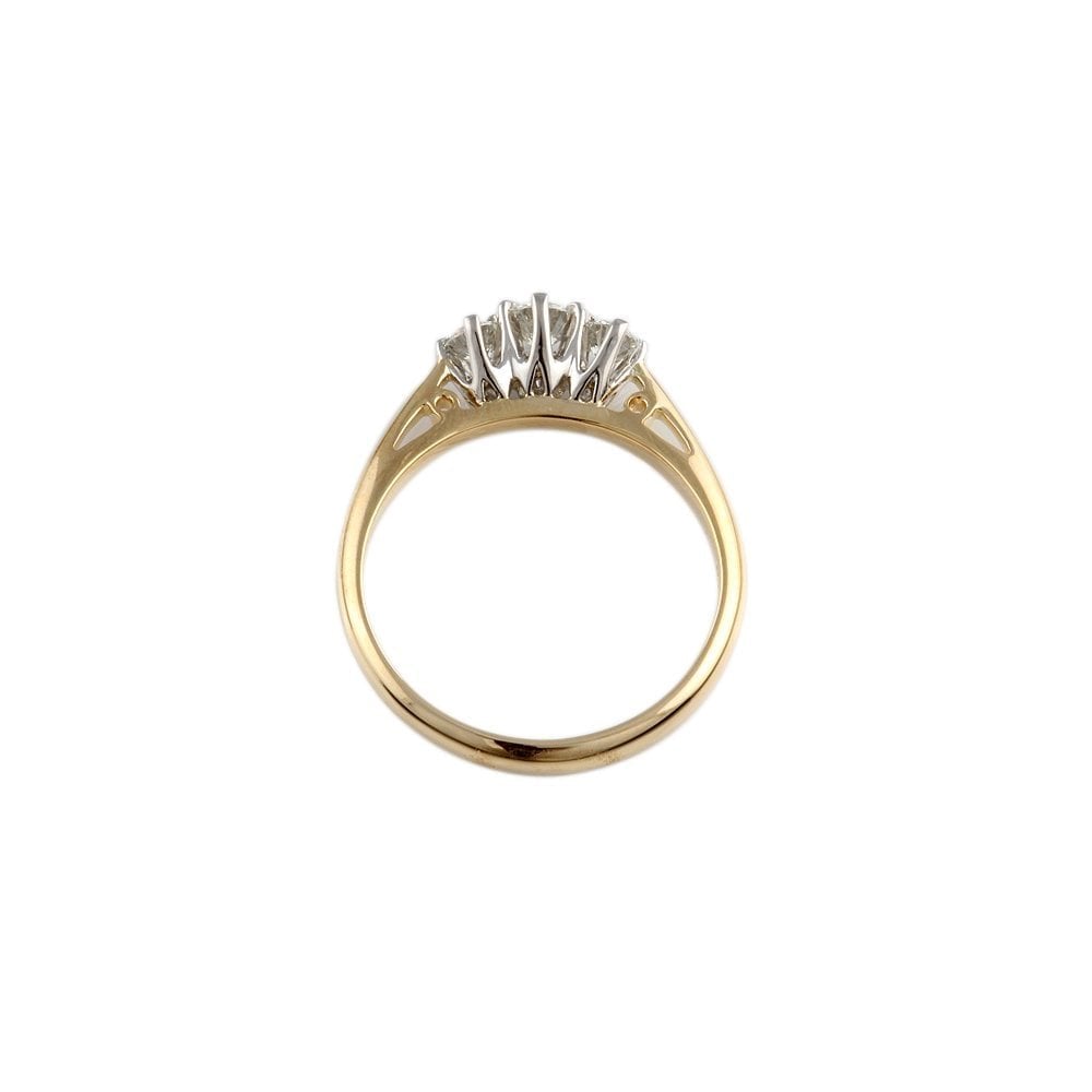 Yellow and White Gold 0.35ct Round Diamond Three Stone Ring