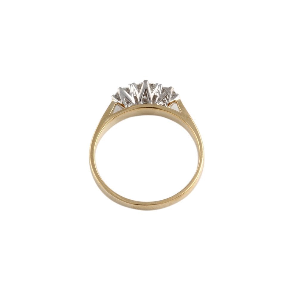 Yellow and White Gold 0.60ct Round Diamond Three Stone Ring
