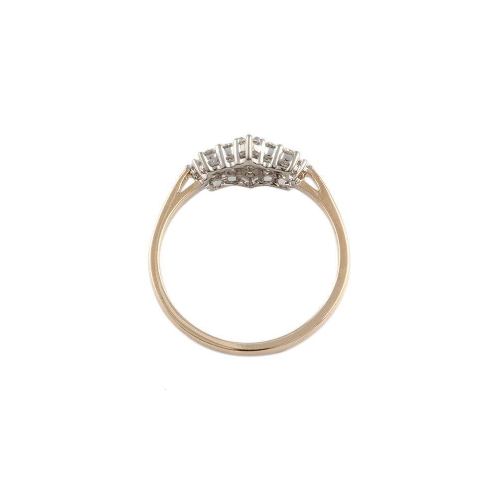 Yellow and White Gold 1.10ct Baguette and Round Diamond Set Cluster Ring