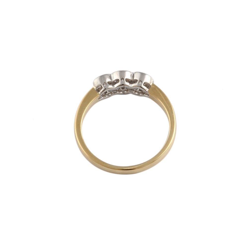 Yellow and White Gold 0.45ct Round Diamond Set Three Stone Ring