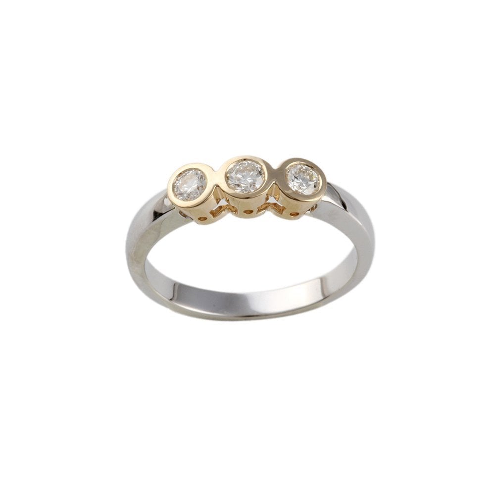 Yellow and White Gold 0.30ct Round Diamond Set Three Stone Ring