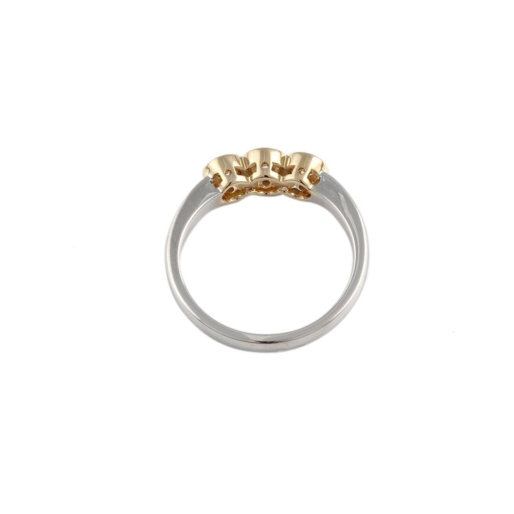 Yellow and White Gold 0.30ct Round Diamond Set Three Stone Ring