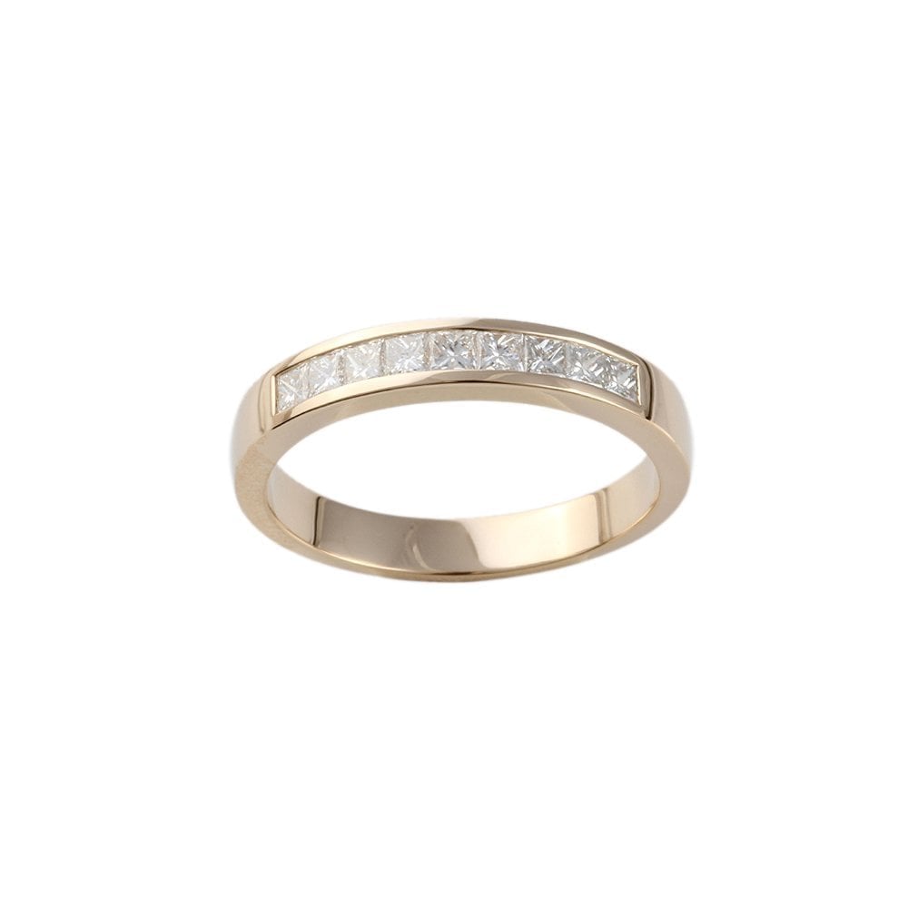 Yellow Gold 0.60ct Princess Cut Diamond Half Eternity Ring