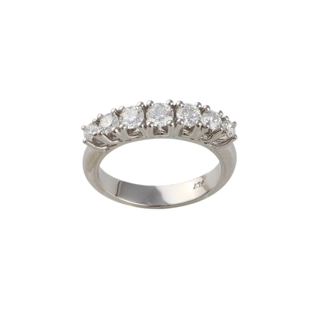 White Gold 0.75ct Round Diamond Set Seven Stone Half Eternity Ring