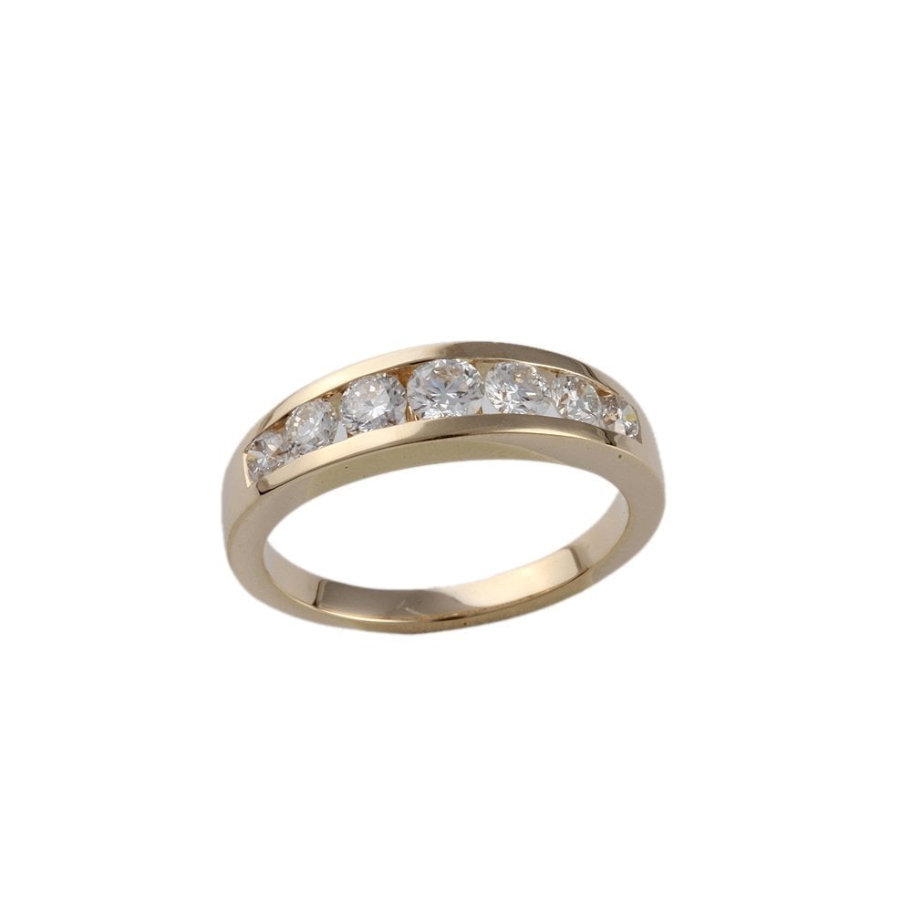 Yellow Gold 0.85ct Round Diamond Set Seven Stone Ring