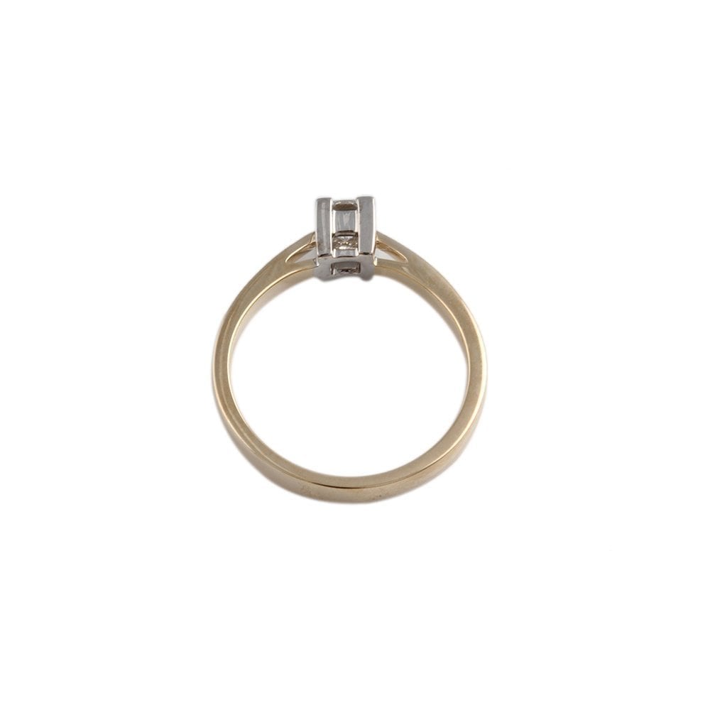 Yellow and White Gold 0.27ct Princess Cut Diamond Solitaire Ring