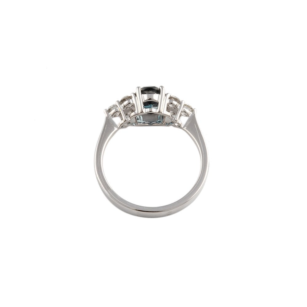 White Gold 0.54ct Round Brilliant Cut Diamonds and 1.34ct Round London Blue Topaz Set Trefoil Style Ring