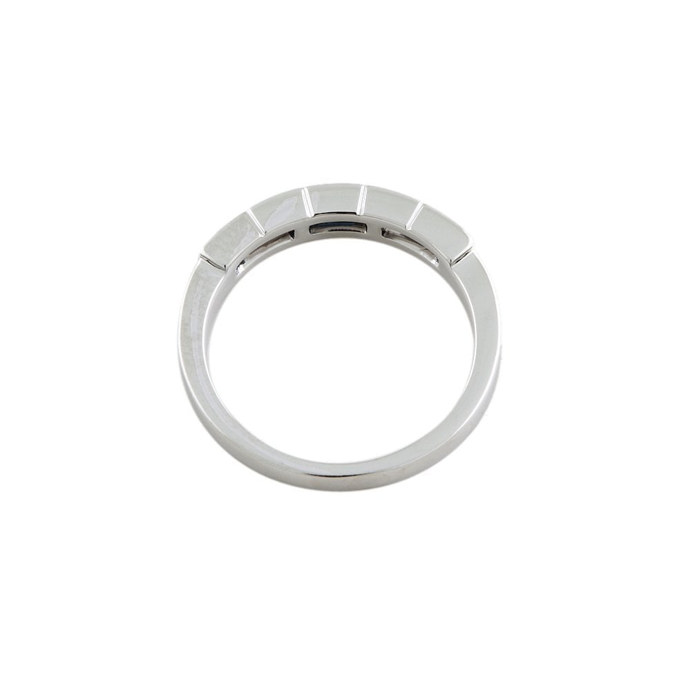 White Gold 0.20ct Baguette Cut Diamond and 0.50ct Baguette Cut Blue Sapphire Five Stone Ring