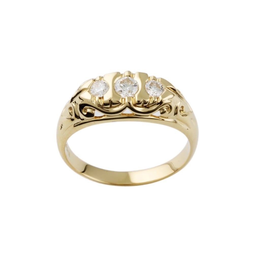 9ct Yellow Gold Diamond Three Stone Ring 0.35ct