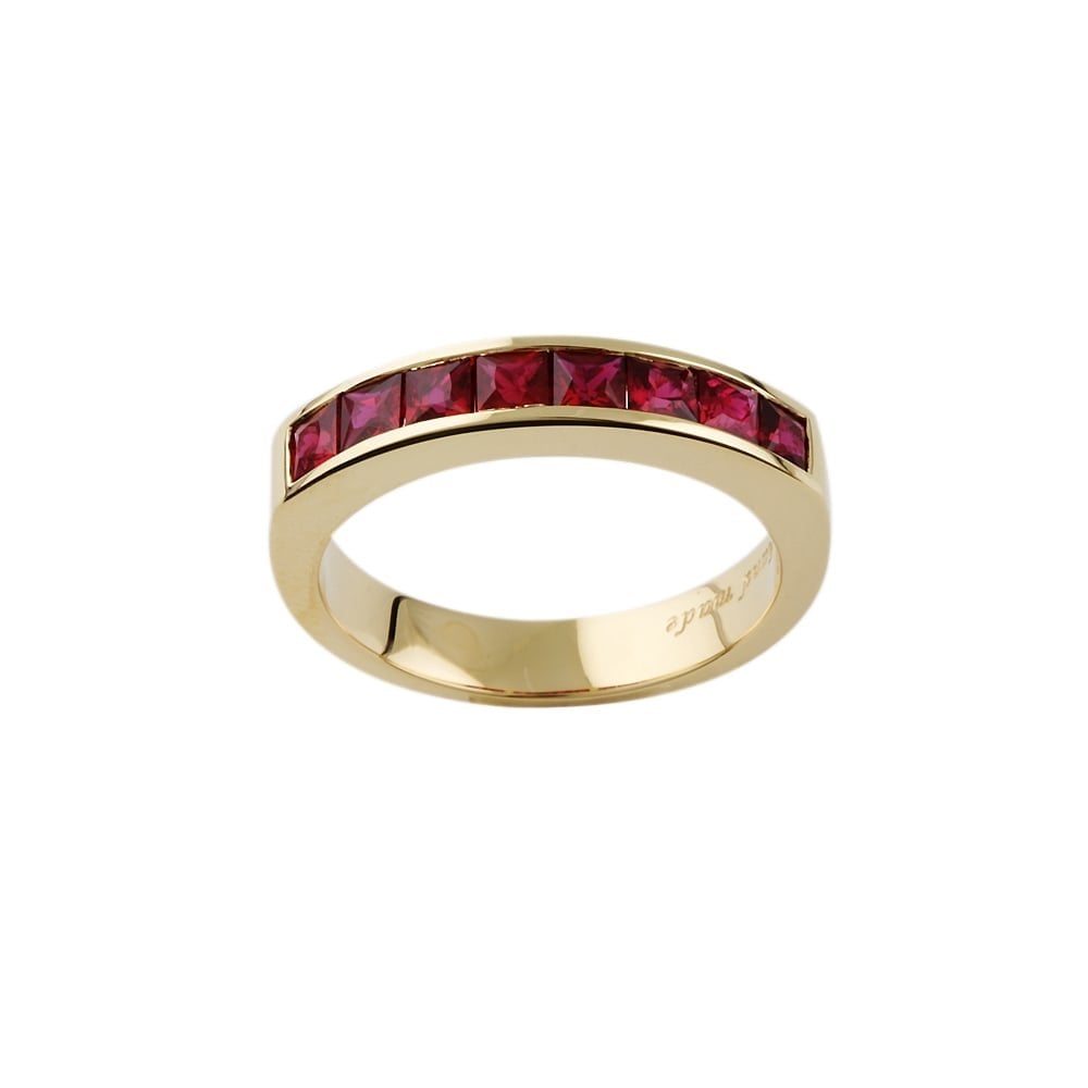 9ct Yellow Gold Ruby Half Eternity Ring