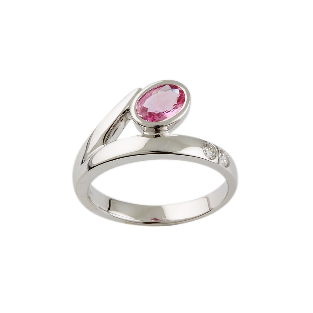 9ct White Gold Pink Sapphire and Diamond Dress Ring
