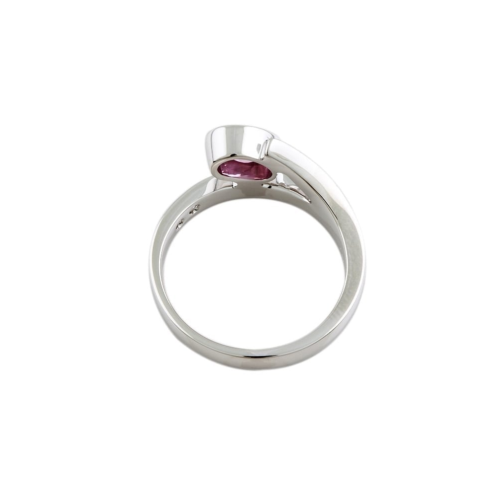 9ct White Gold Pink Sapphire and Diamond Dress Ring