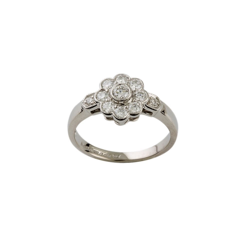 9ct White Gold Diamond Cluster Ring 0.61ct